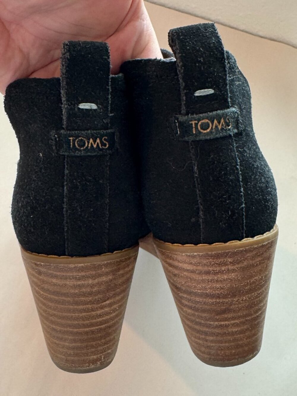 Toms Kallie Wedge Bootie Women's Size 9.5 Black Brown Slip Ons Suede Boots - Picture 6 of 13